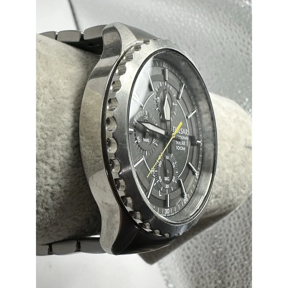 Pulsar VR43-X001 Solar Mens Chronograph Watch Works 44MM 8